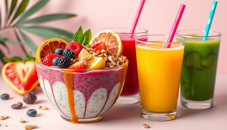 Pressed Juicery Wellness Refreshers with colorful juices and acai bowl.