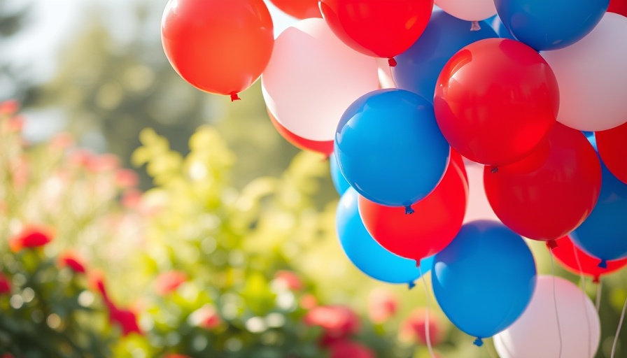 Red, white, and blue balloons for Memorial Day in Los Angeles