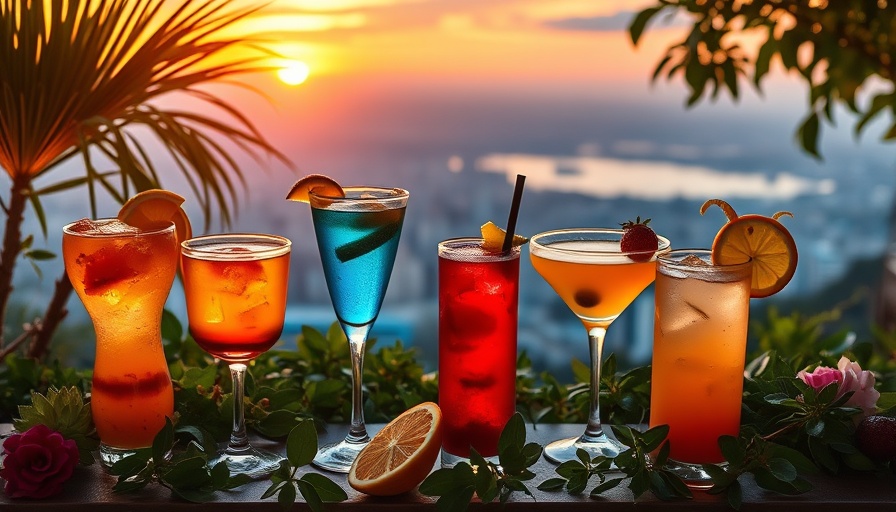 Cocktails on L’Ermitage Beverly Hills Rooftop Lounge at sunset