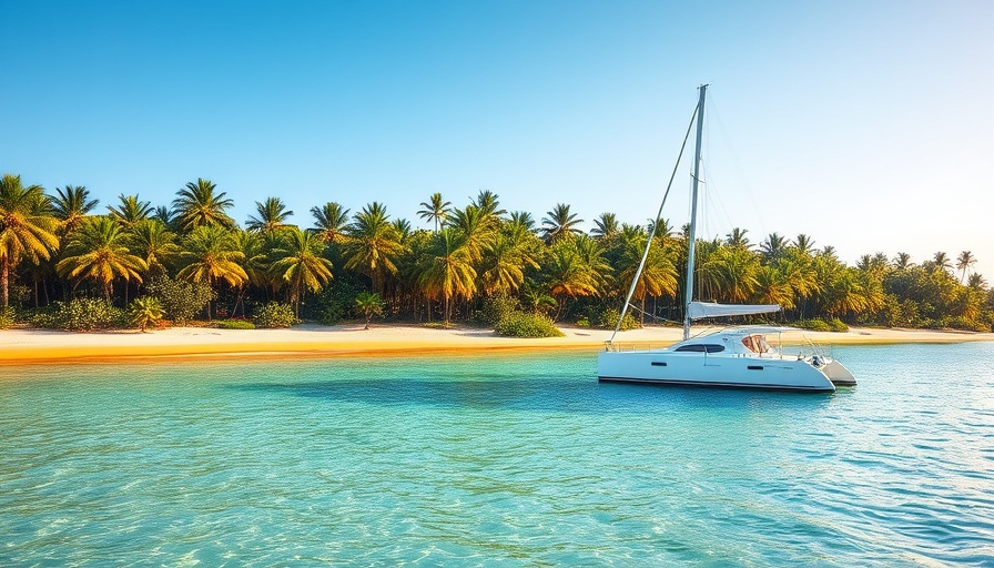 Stunning Puerto Vallarta beach with vibrant waters and moored catamaran.