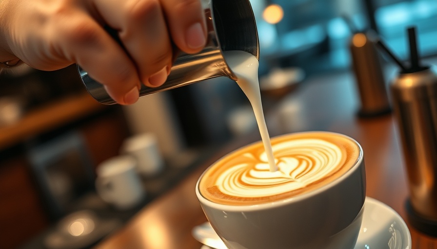 Elegant latte art in coffee shop in La Mesa