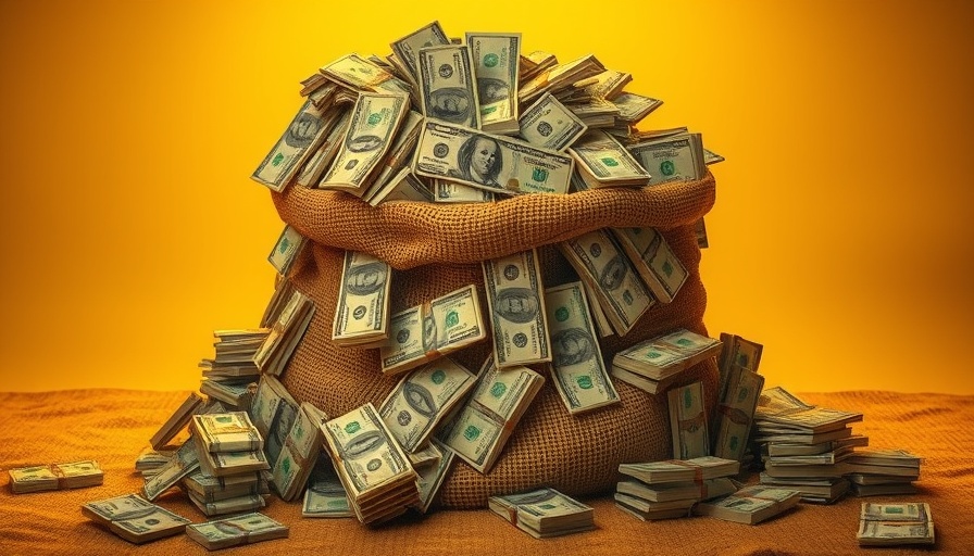 Overflowing money sack with cash bundles symbolizing capital gains.