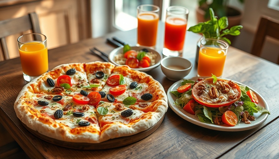 Healthy dining in Pacific Beach with fresh pizzas and salad.