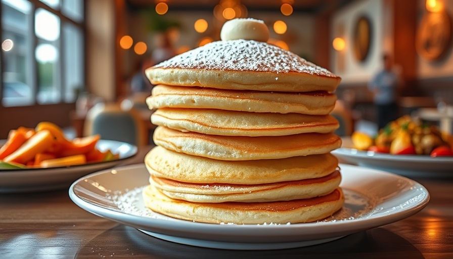 Fluffy souffle pancakes in San Diego restaurant, charming ambiance.