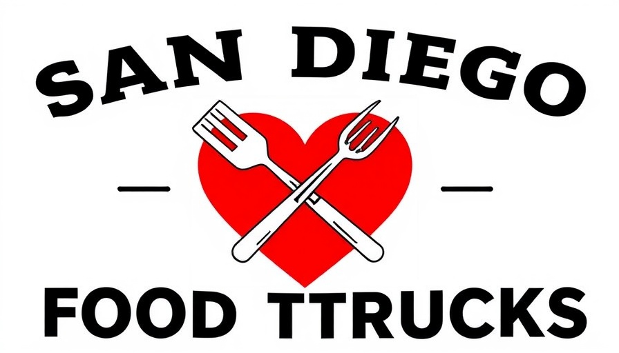San Diego Food Trucks logo featuring utensils and a heart.