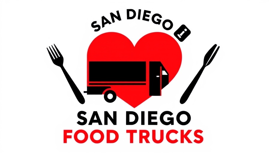 San Diego Food Trucks logo featuring heart and utensils.