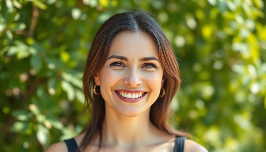Confident woman's smile in nature, representing personal independence