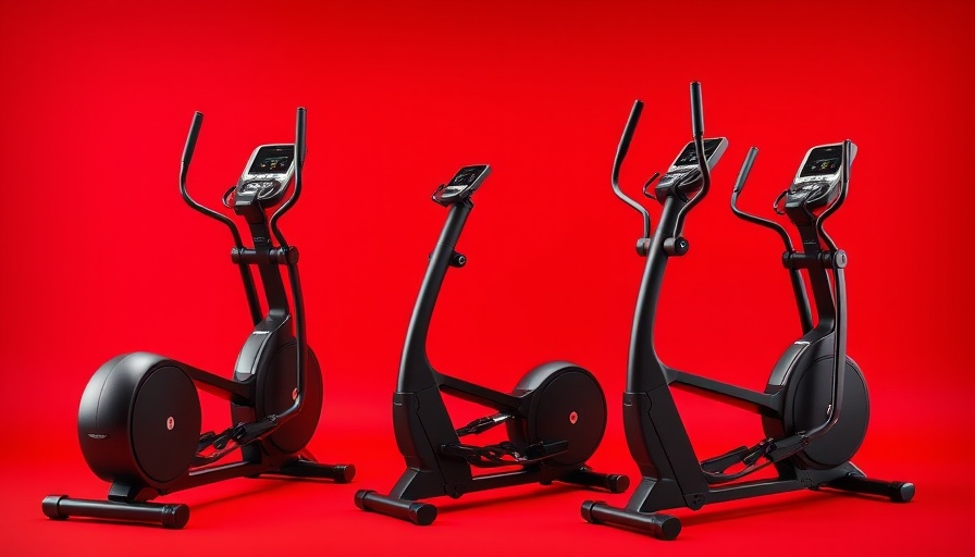 Top elliptical machines for low-impact cardio against red backdrop.