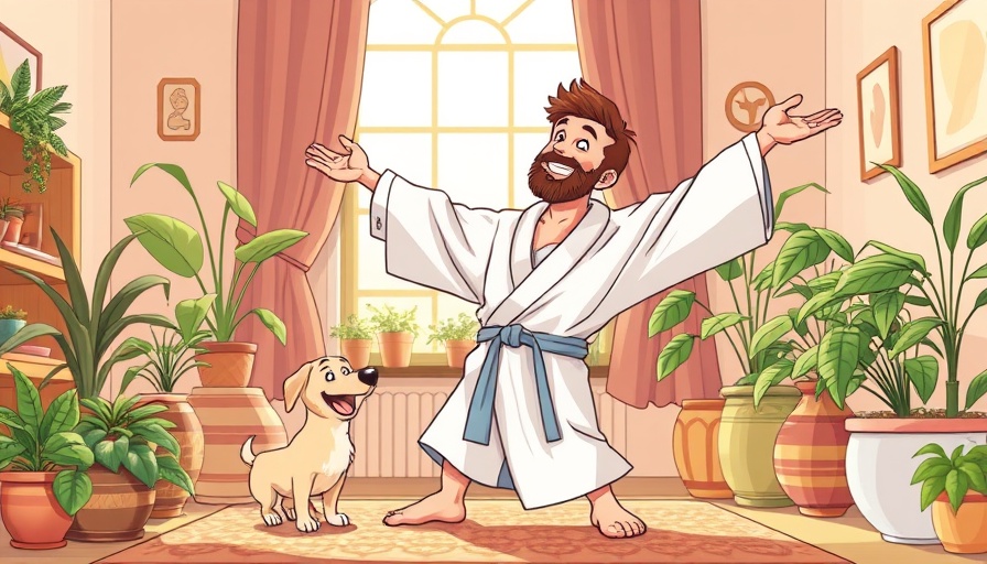 Man embracing morning routine with dog, qualities you need to change your life.