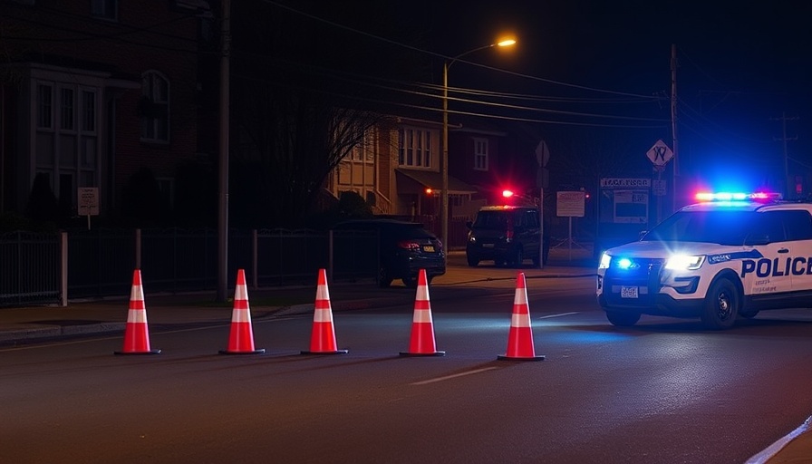 Nighttime Bakersfield DUI repeat offenders checkpoint with police.