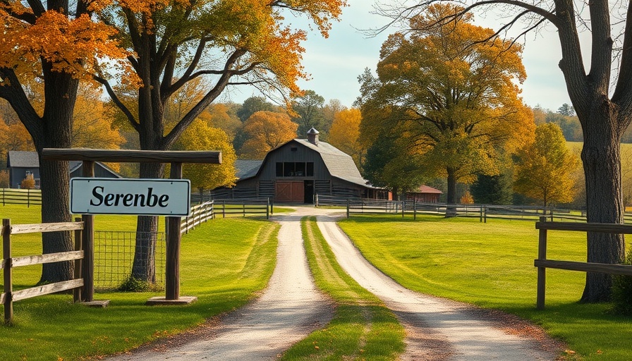 Weekend Getaway in Serenbe Georgia: Scenic farm entrance with barn.