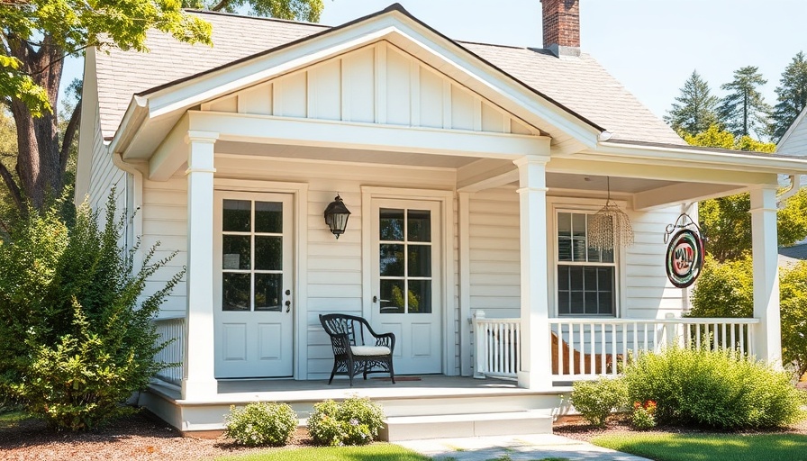 White wooden house exterior with a cozy porch, highlighting downsizing benefits for a simpler life.