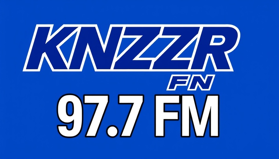 Radio station logo KNZR 97.7 FM on blue background