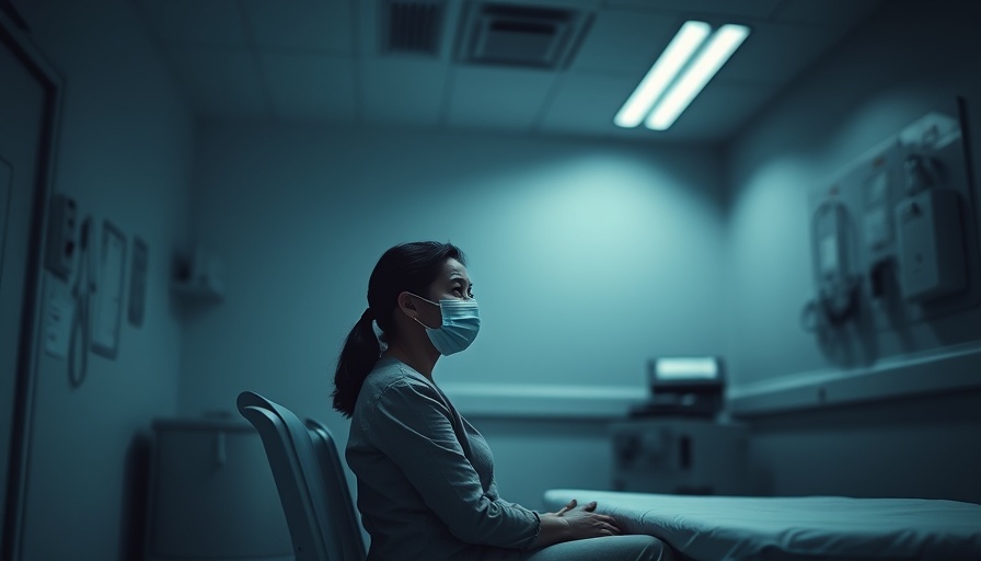 Dim clinic room showing patient waiting, symbolizing California Medi-Cal healthcare cuts.