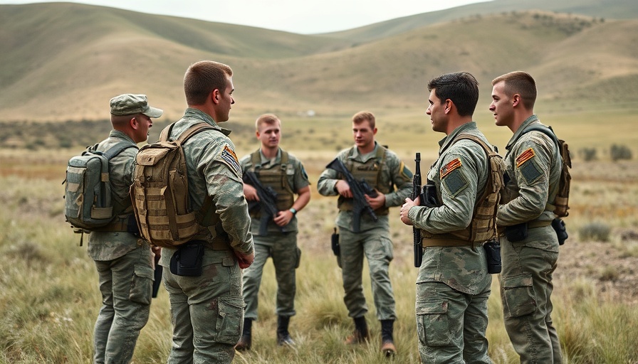 Soldiers engaged in drone training at Camp Pendleton field briefing.
