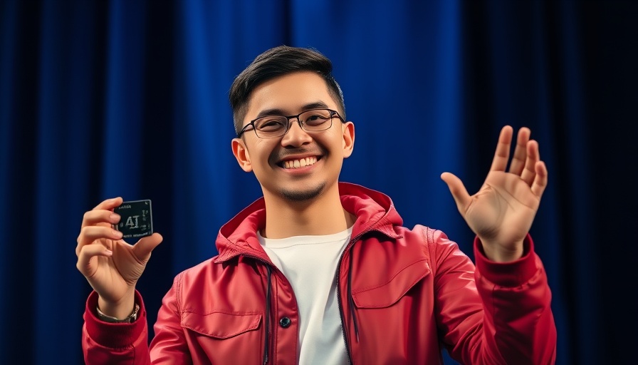 AMD AI chip presentation, outperforming Nvidia on a blue stage.