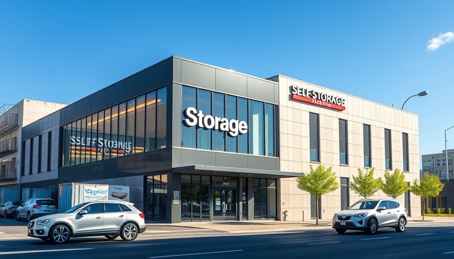 Long Beach self-storage development exterior with parking