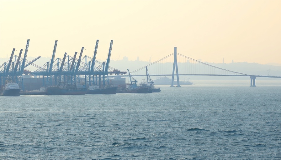 Port of Long Beach with cranes and bridge, tariffs effects.