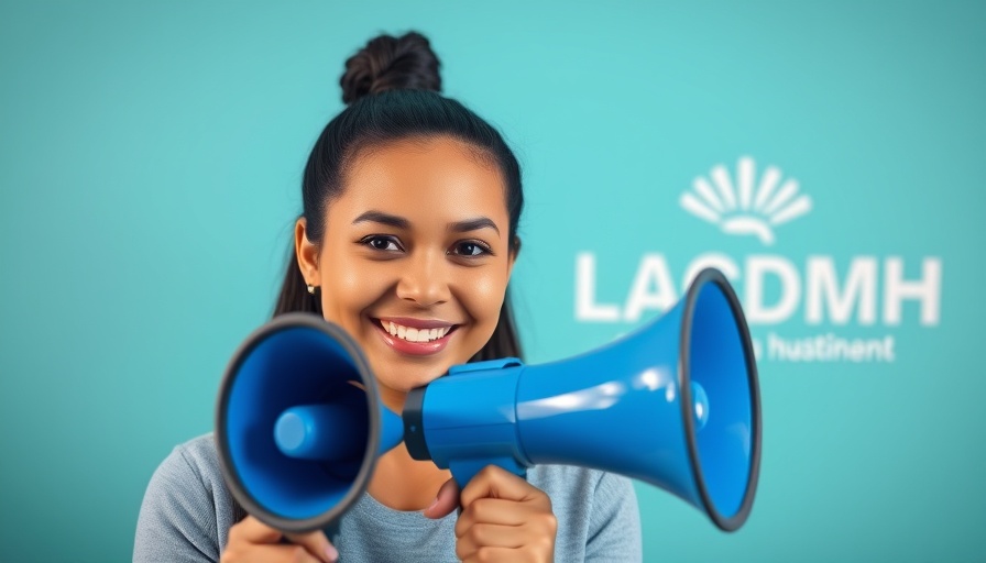 LACDMH Quarterly Stakeholder Newsletter cover with woman holding megaphone.