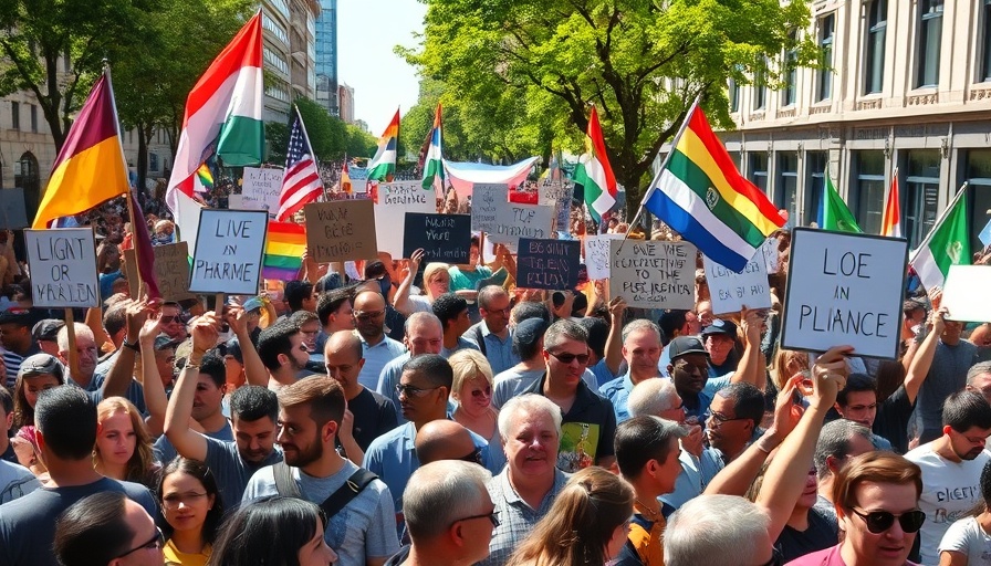 No Kings Day protests with large crowd and signs.