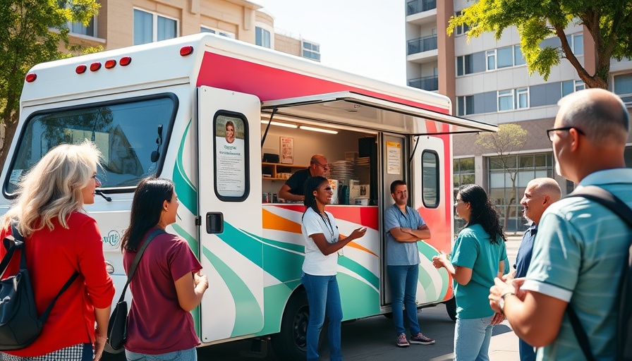 Mobile healthcare unit in LA providing services to the community.