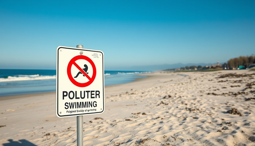 Tijuana River pollutants warning sign on beach.