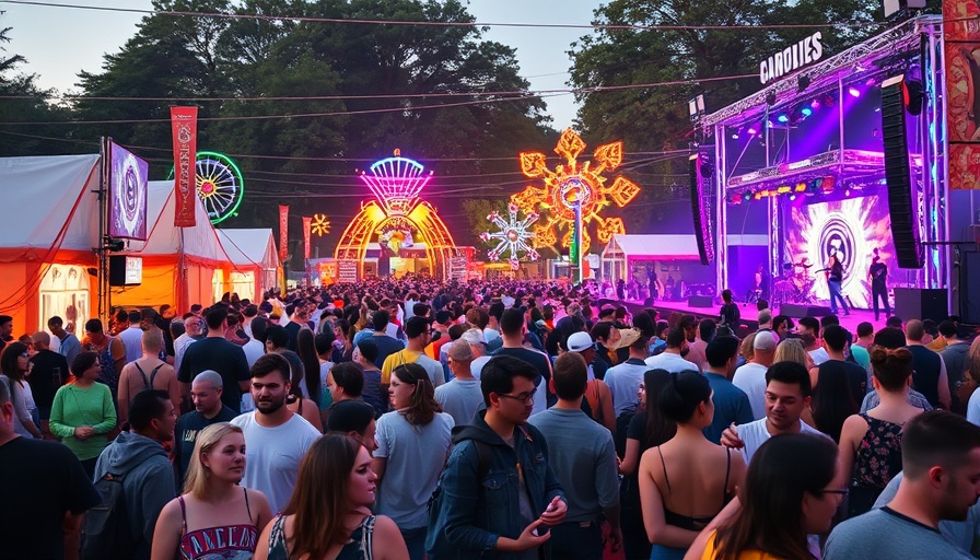 Lively Magic City Arts and Music Festival 2025 scene with diverse crowd.
