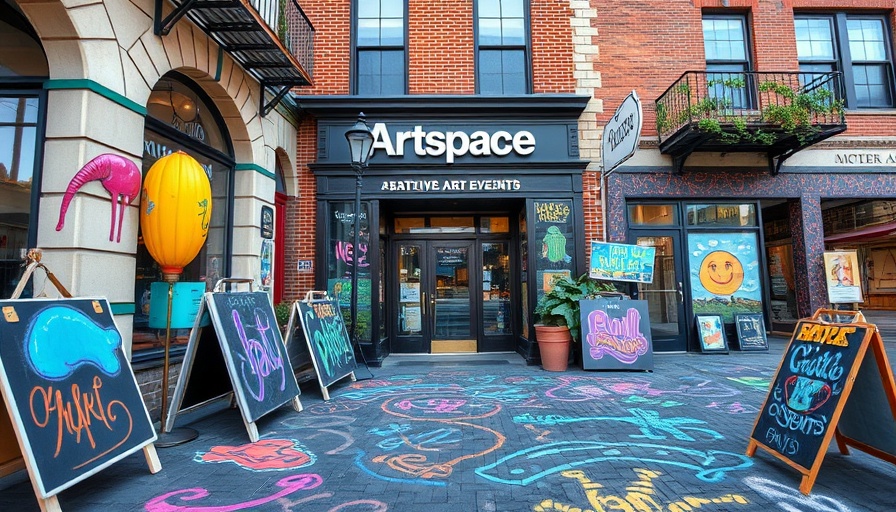 Akron Art Walk celebration highlighted by colorful street chalk art in front of Artspace building.