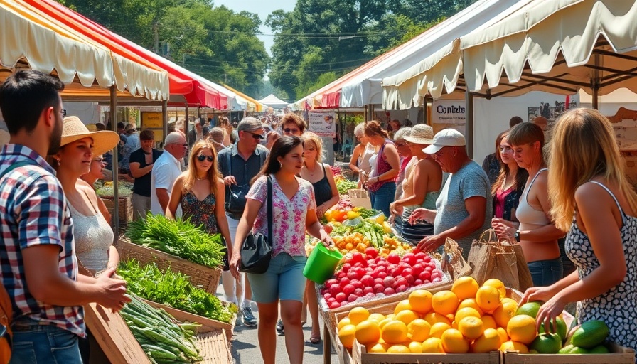 Shoppers at a summer market in Northeast Ohio browsing fresh produce.