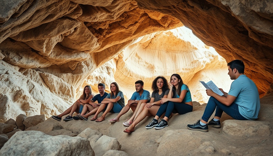 Youth Spiritual Adventure in Akron Ohio in a rocky cave setting.