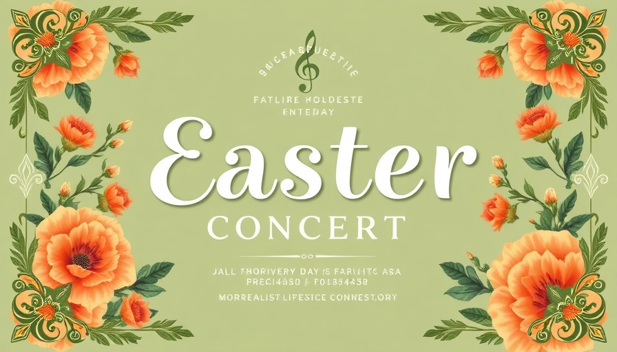 Easter Concert in Akron invitation with floral design and event details.