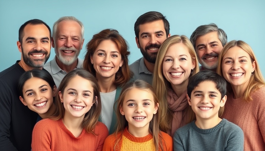 JustServe community engagement in Akron with a diverse family posing for a photo.