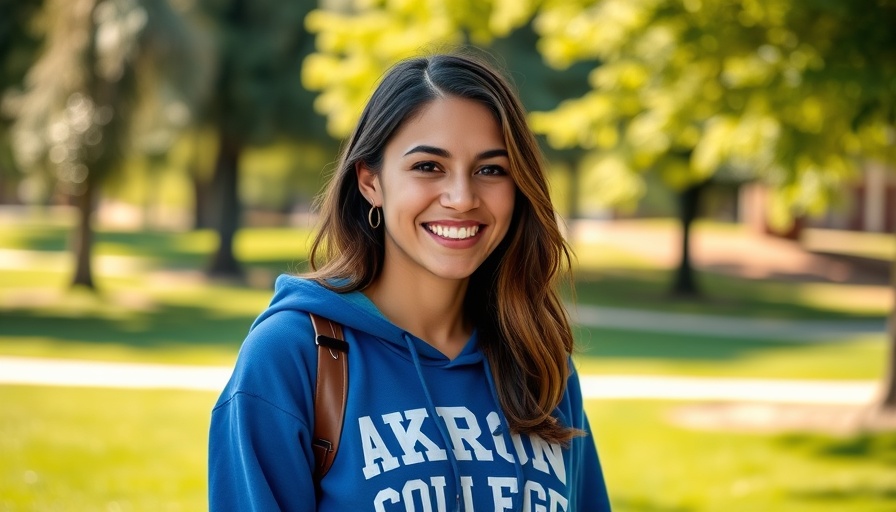 Mentorship in Education at University of Akron: Smiling woman outdoors in campus hoodie.