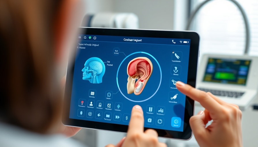 Cochlear Implant Simulation Tool interface on a digital tablet.