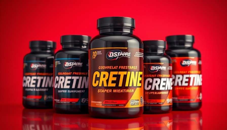 Best creatine supplements for muscle growth - vibrant containers on red background.
