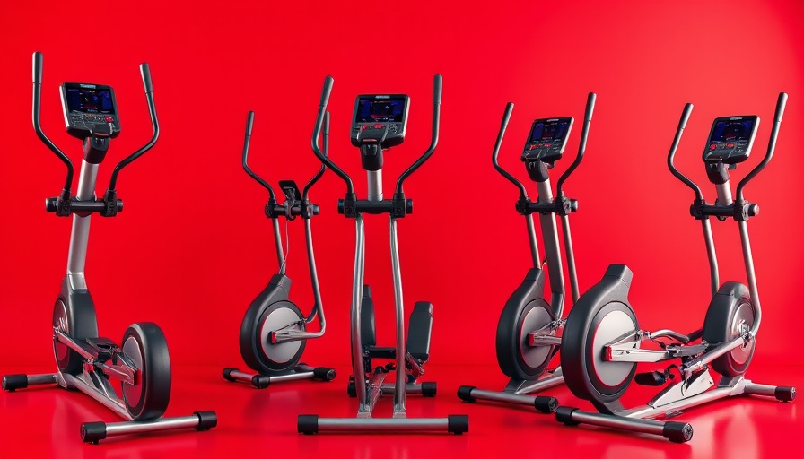 Top elliptical machines for home workouts against red background.
