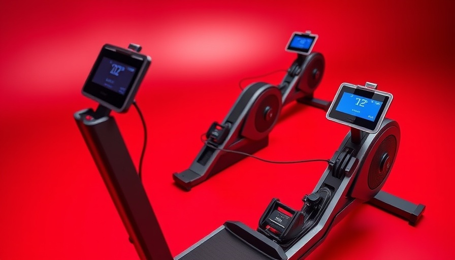 Three best compact rowing machines with displays on red background.