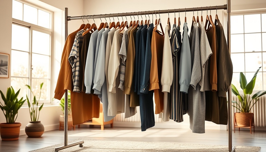 Raybee Industrial Clothing Rack displaying clothes in a bright room.