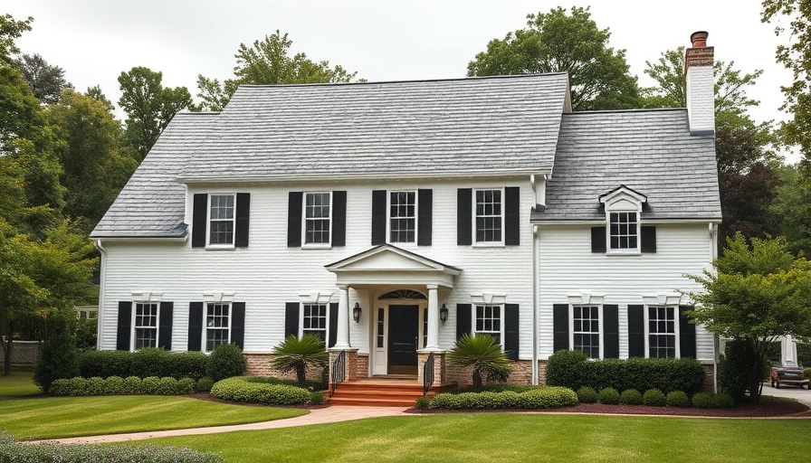 Designer shingle roof makeover on elegant colonial-style home with lush garden.