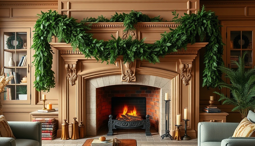 Traditional DIY fireplace molding makeover with greenery.