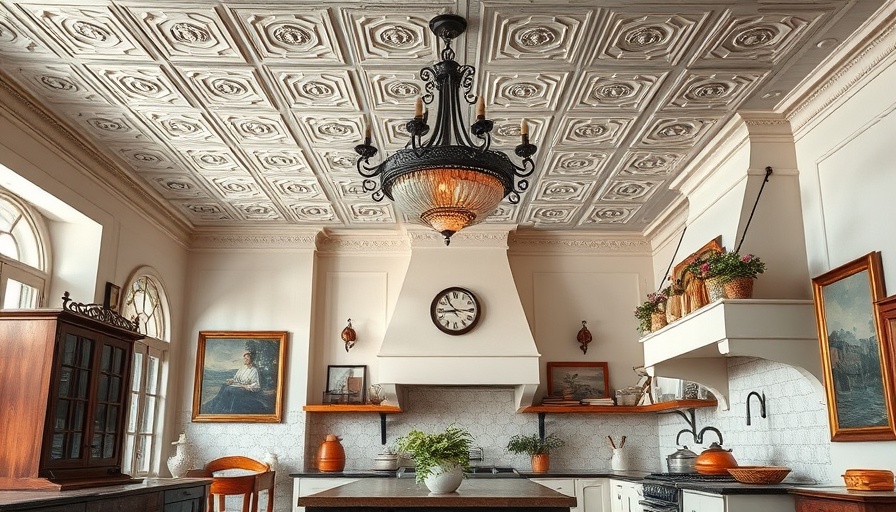 Elegant kitchen decor showcasing how to cover popcorn ceiling without removing it.