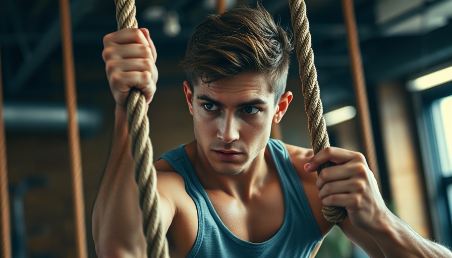 Next Generation CrossFit Men competing in rope climb.