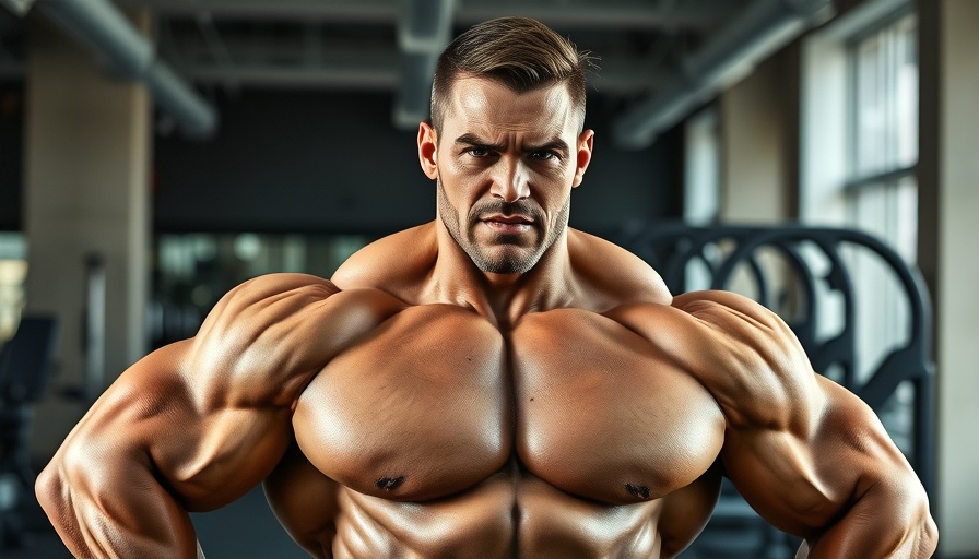 Bodybuilder posing confidently in a gym.