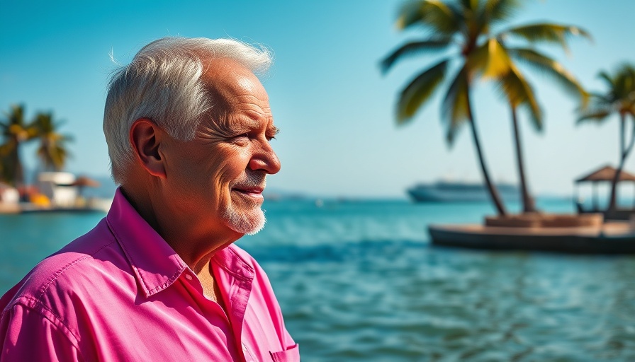 Thoughtful older man at Alamitos Bay against clear sky.