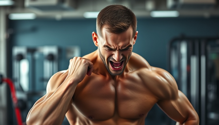 Muscular man in gym with shoulder pain showing No Pain No Gain Muscle Growth.