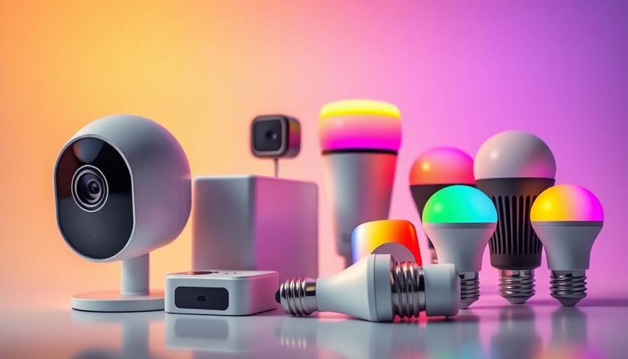 Smart home devices including camera and smart bulbs displayed.