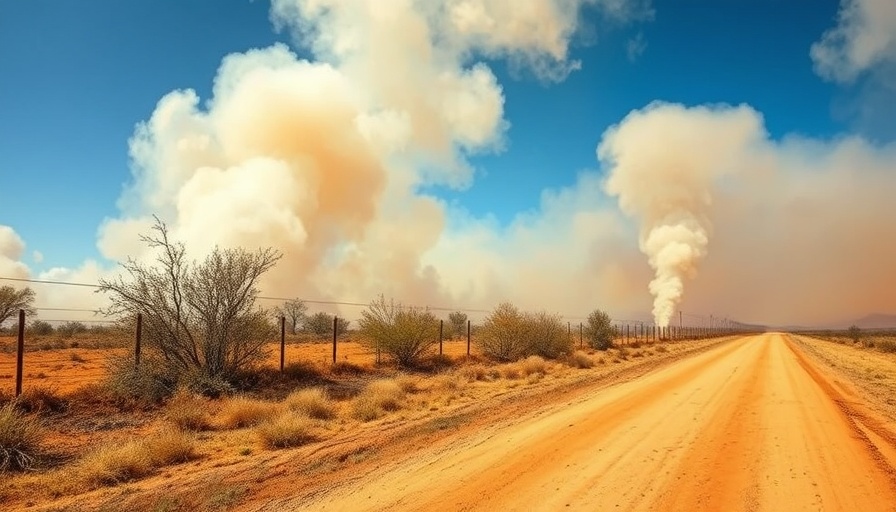Brush fire near Campo with thick smoke near a border fence.