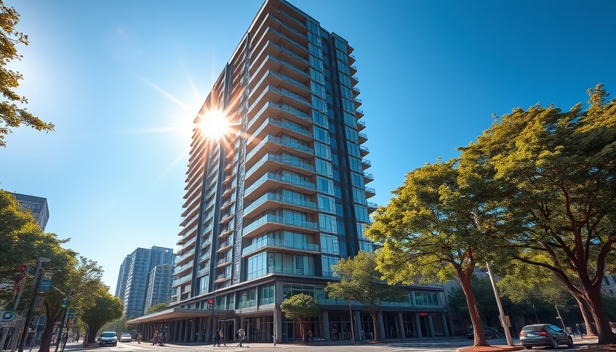 San Diego affordable housing funding: sleek high-rise building in cityscape.