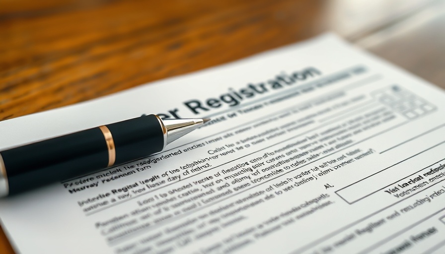 California voter registration form and pen for District One Special Election.