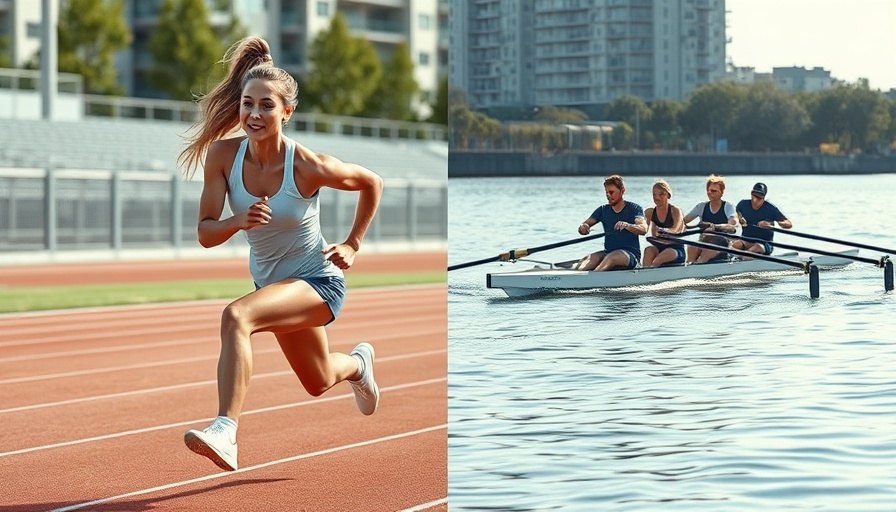 UCU Athletes of the Week in action: female sprinter and rowing team.
